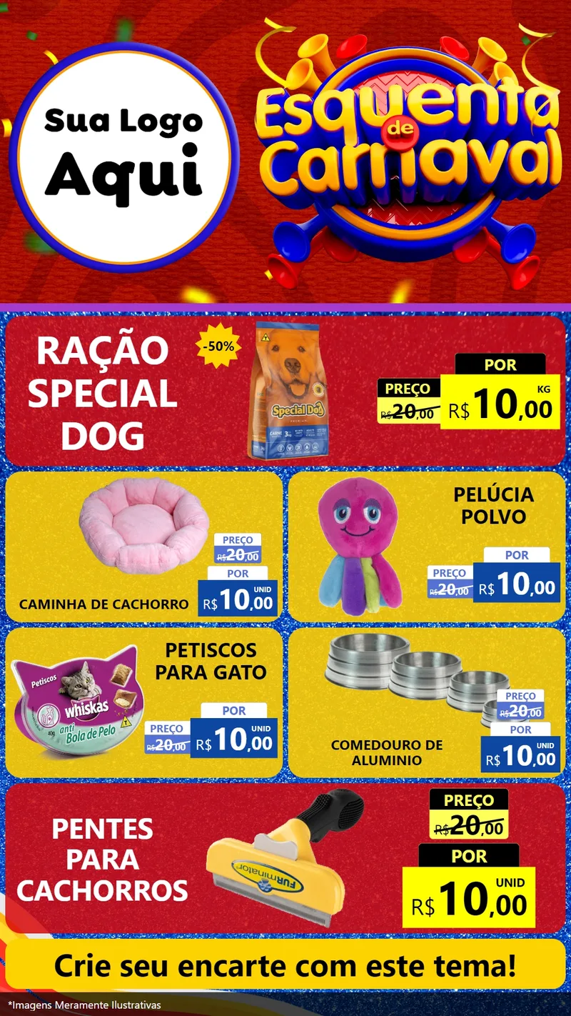 Modelo de TV para TV Vertical com o tema Esquenta de Carnaval para Pet Shop