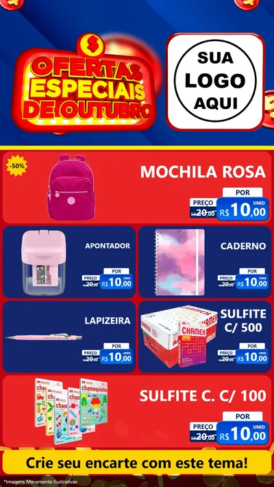 Modelo de TV para TV Vertical com o tema Ofertas Especiais de Outubro para Papelaria