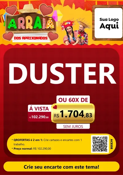 Modelo de Cartaz para Cartaz A4 Vertical com o tema Arraiá Dos Apaixonados - Junina para Concessionaria de Carros