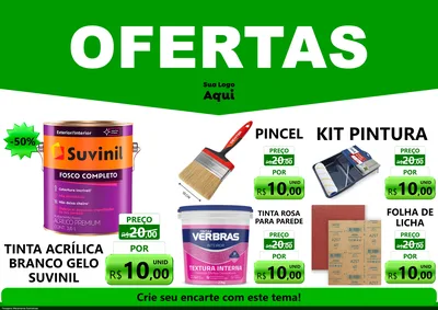 Modelo de Encarte para Encarte A4 Horizontal com o tema Ofertas Verde Cartaz para Tintas e Ferramentas