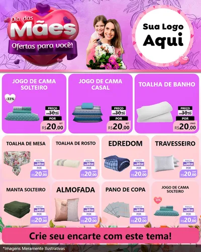 Modelo de Rede Social para Feed Instagram com o tema Dia das Mães Ofertas para Você! para Cama, Mesa e Banho