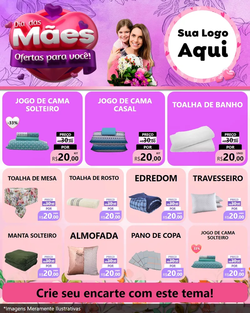 Modelo de Rede Social para Feed Instagram com o tema Dia das Mães Ofertas para Você! para Cama, Mesa e Banho