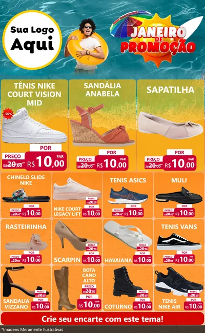 Modelo de Encarte para Encarte Grande com o tema Janeiro de Promoção para Calçados