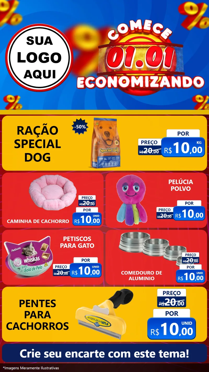 Modelo de TV para TV Vertical com o tema Comece 1º de Janeiro Economizando para Pet Shop