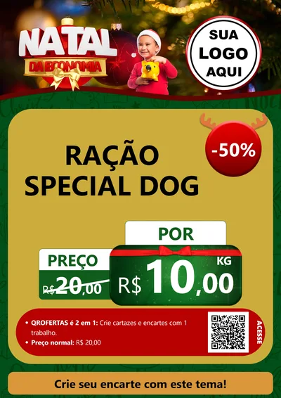 Modelo de Cartaz para Cartaz A4 Vertical com o tema Natal da Economia para Pet Shop