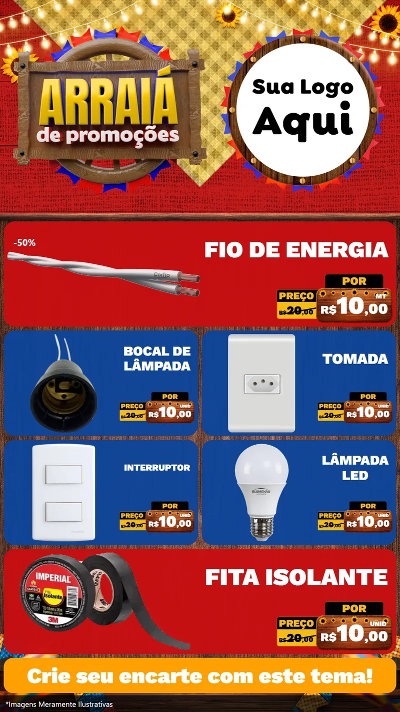 Modelo de TV para TV Vertical com o tema Arraiá de Promoções para Materiais Elétricos
