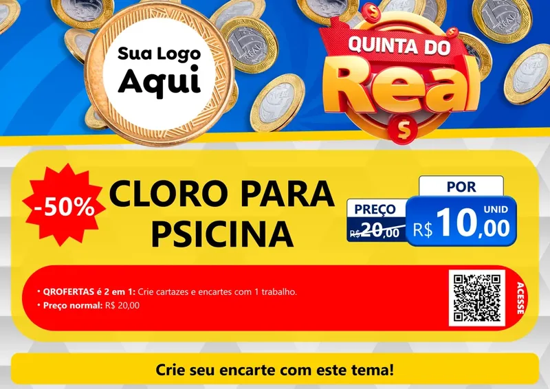 Modelo de Cartaz para Cartaz A4 Horizontal com o tema Quinta do Real para Produtos para Piscina