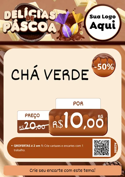 Modelo de Cartaz para Cartaz A4 Vertical com o tema Delícias de Páscoa para Produtos Naturais