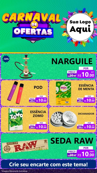 Modelo de TV para TV Vertical com o tema Carnaval de Ofertas para Tabacaria