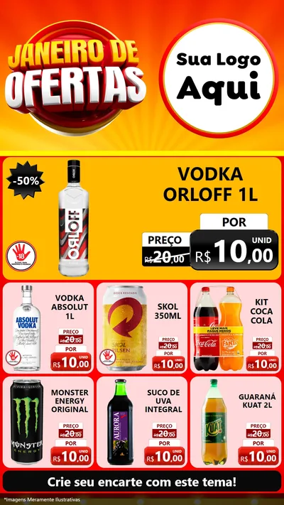 Modelo de Rede Social para Stories com o tema Janeiro de Ofertas para Distribuidora de bebidas