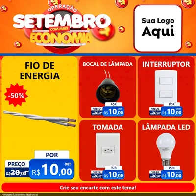Modelo de Rede Social para Feed Facebook com o tema Operação Setembro Com Muita Economia para Materiais Elétricos
