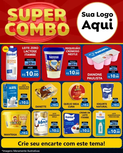 Modelo de Rede Social para Feed Instagram com o tema Super Combo para Frios e Laticínios