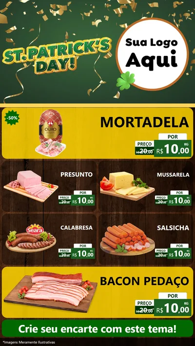 Modelo de TV para TV Vertical com o tema St Patriks Day para Frios e Laticínios