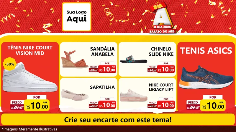 Modelo de TV para TV Horizontal com o tema Dia A o Dia Mais Barato do Mês para Calçados