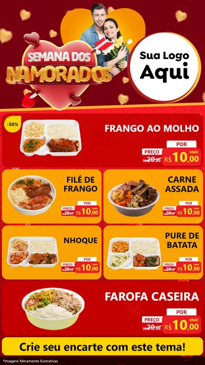 Modelo de TV para TV Vertical com o tema Semana dos Namorados para Restaurante