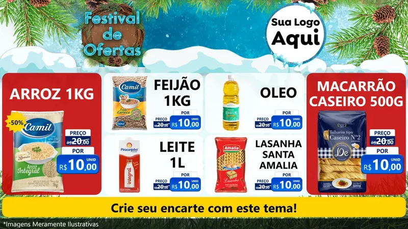 Modelo de TV para TV Horizontal com o tema Festival de Ofertas - Inverno para Supermercado