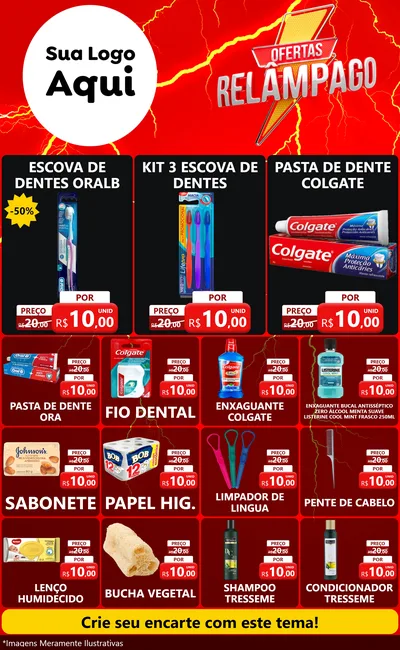 Modelo de Encarte para Encarte Grande com o tema Ofertas Relâmpago para Higiene Pessoal