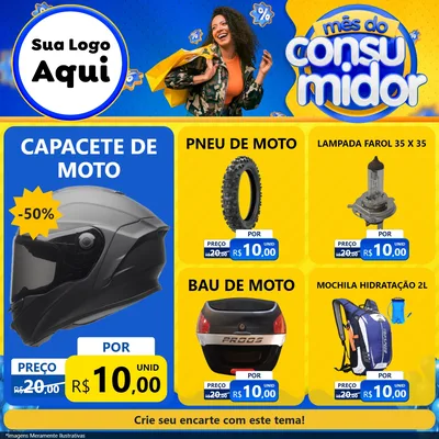 Modelo de Rede Social para Feed Facebook com o tema Mês do Consumidor para Moto peças