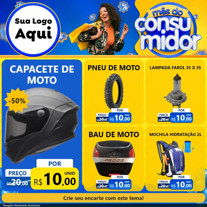 Modelo de Rede Social para Feed Facebook com o tema Mês do Consumidor para Moto peças