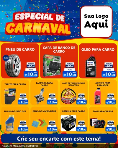 Modelo de Rede Social para Feed Instagram com o tema Especial de Carnaval para Auto peças