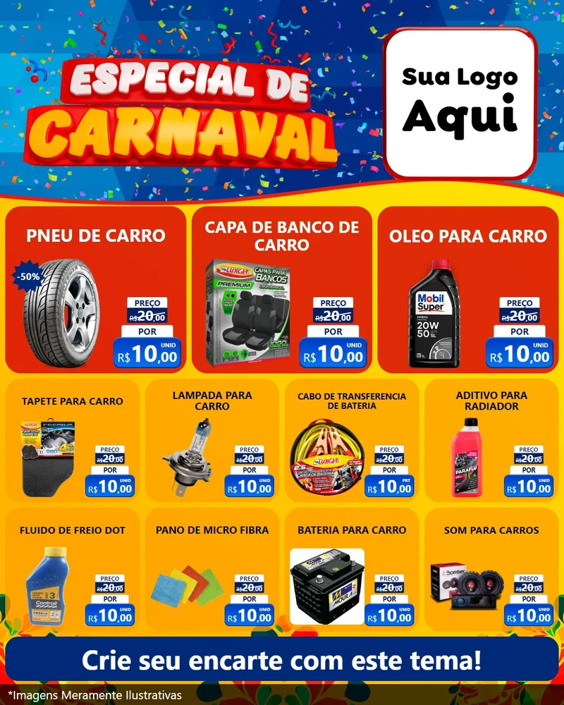 Modelo de Rede Social para Feed Instagram com o tema Especial de Carnaval para Auto peças