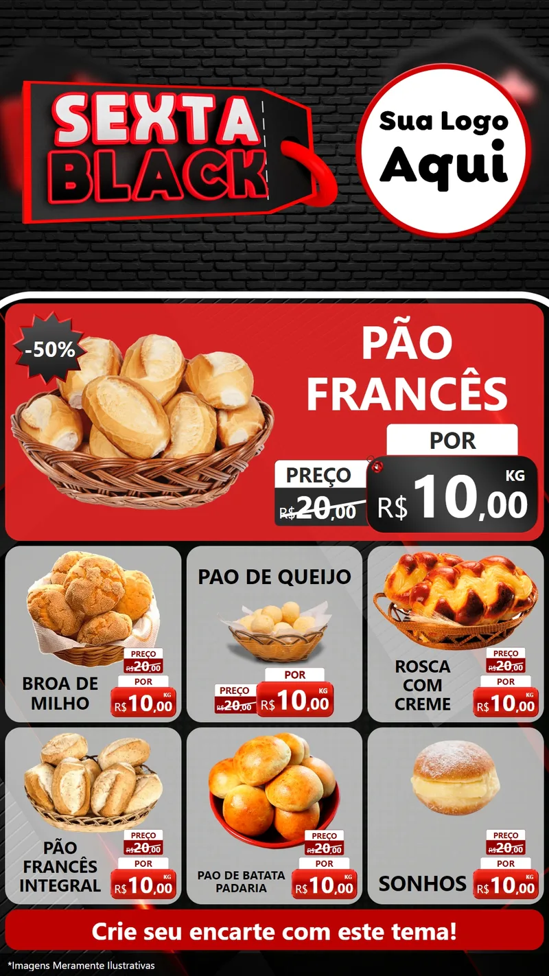 Modelo de Rede Social para Stories com o tema Sexta Black para Padaria