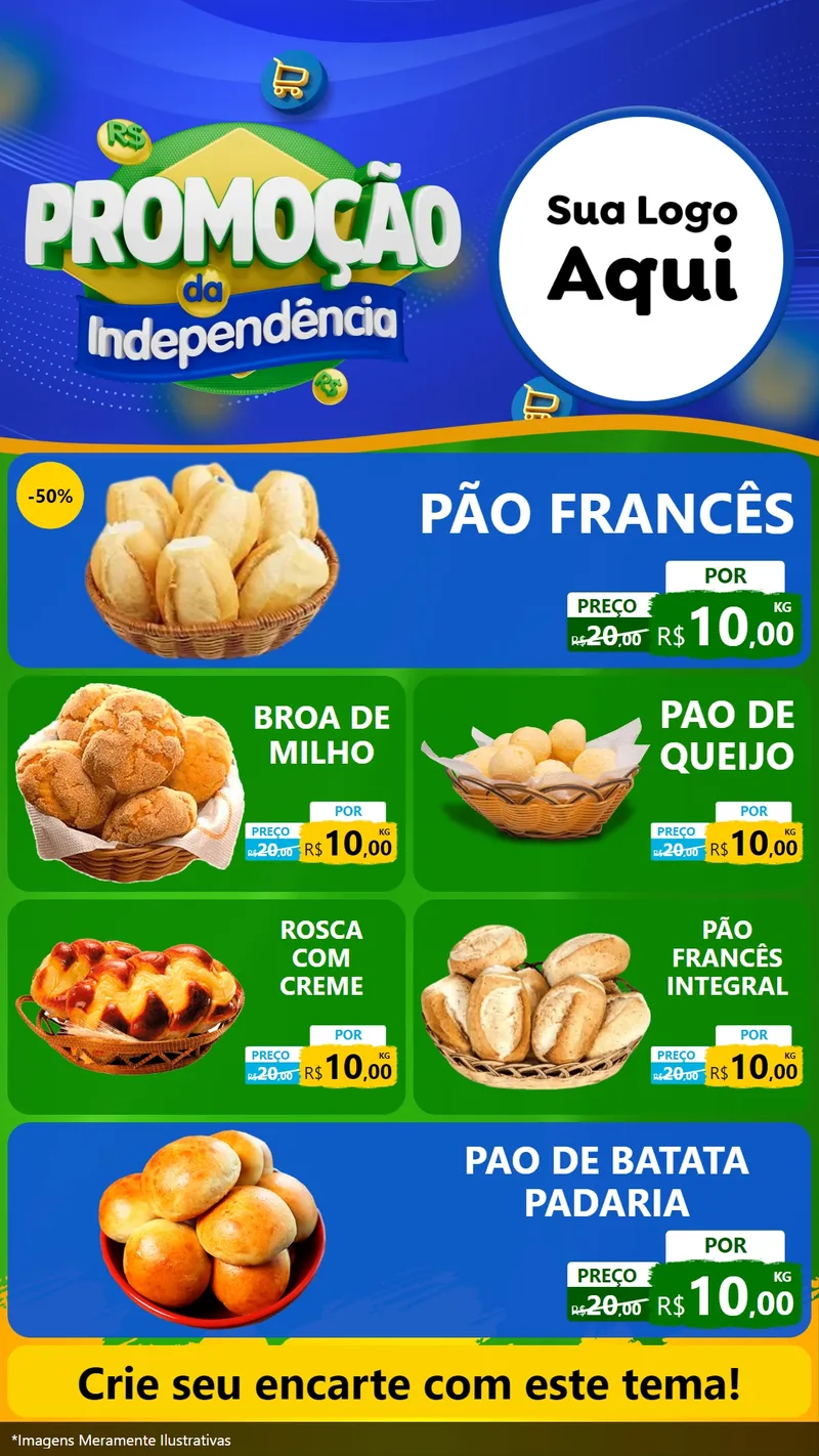 Modelo de TV para TV Vertical com o tema Promoção da Independência para Padaria