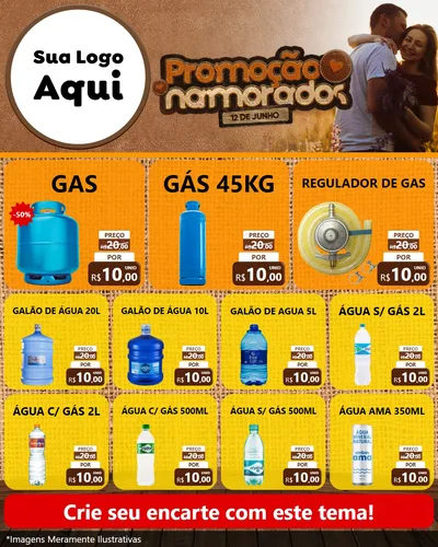 Modelo de Rede Social para Feed Instagram com o tema Promoção Namorados para Água e gás