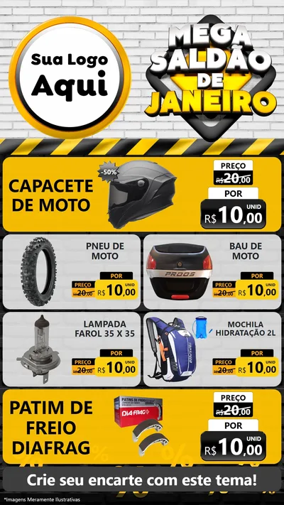 Modelo de TV para TV Vertical com o tema Mega Saldão de Janeiro para Moto peças