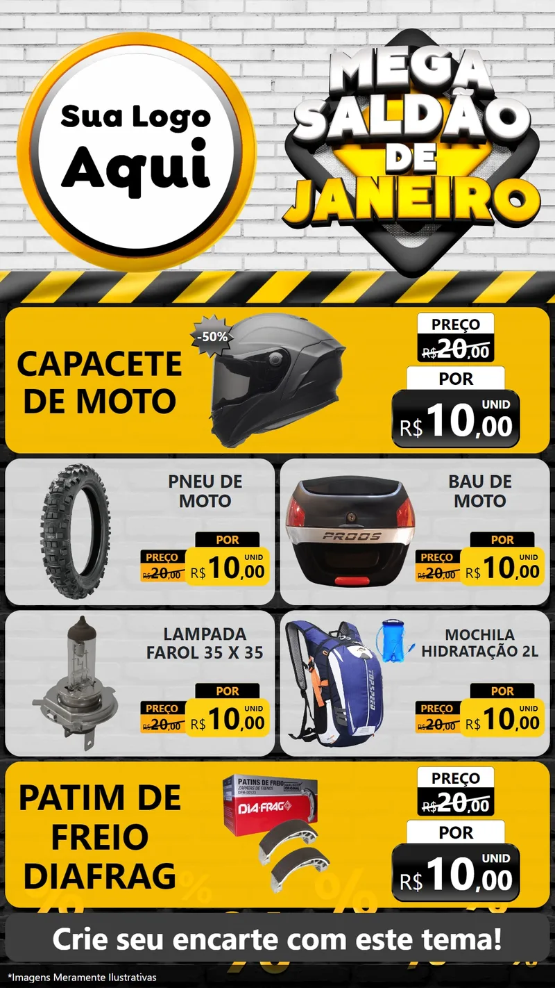 Modelo de TV para TV Vertical com o tema Mega Saldão de Janeiro para Moto peças