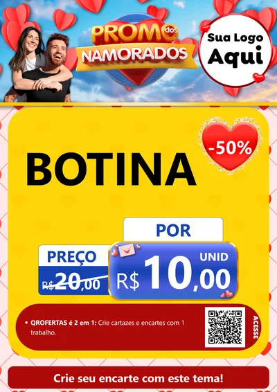 Modelo de Cartaz para Cartaz A4 Vertical com o tema Promo dos Namorados para Agropecuária