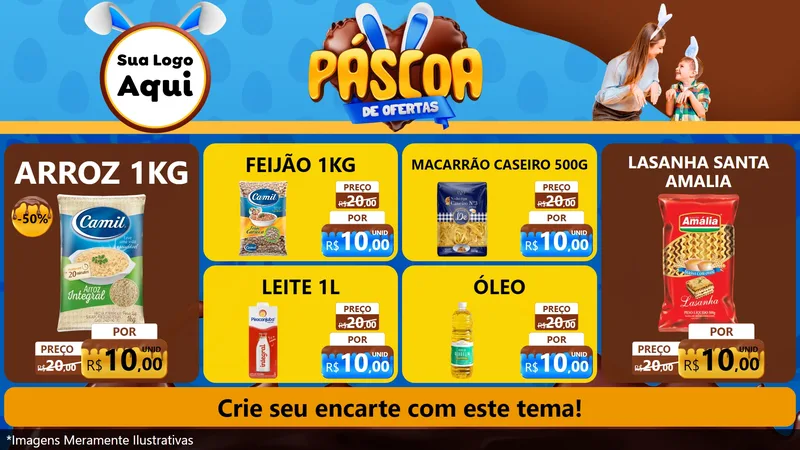 Modelo de TV para TV Horizontal com o tema Páscoa de Ofertas para Supermercado