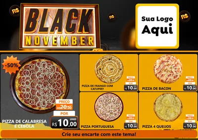 Modelo de Encarte para Encarte A4 Horizontal com o tema Black November para Pizzaria
