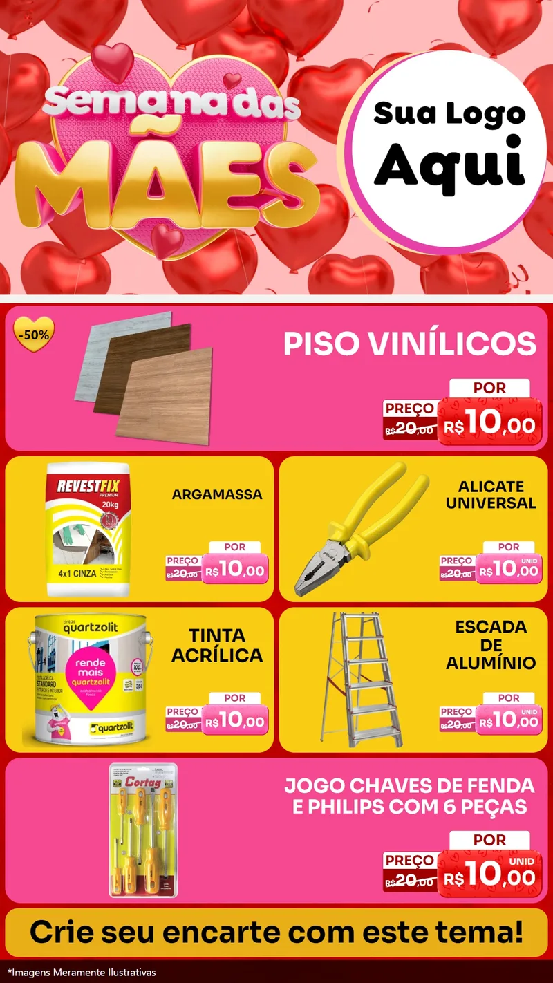 Modelo de TV para TV Vertical com o tema Semana Das Mães para Material para Construção