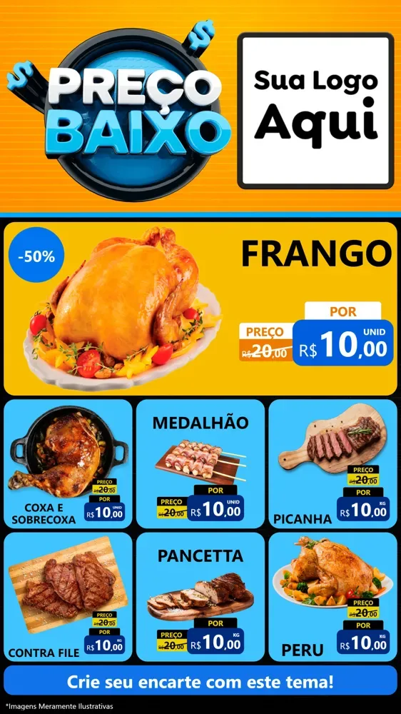 Modelo de Rede Social para Stories com o tema Preço Baixo para Assados