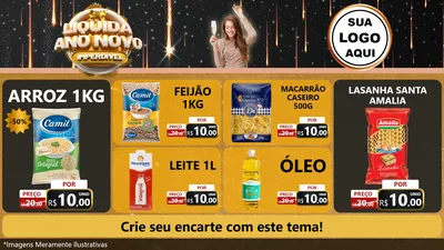 Modelo de TV para TV Horizontal com o tema Liquida Ano Novo Imperdível para Supermercado