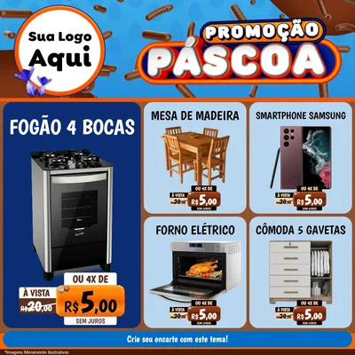 Modelo de Rede Social para Feed Facebook com o tema Promoção Páscoa para Móveis e Eletro