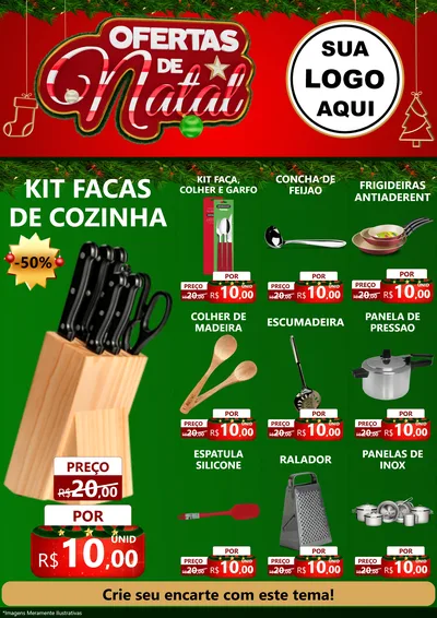 Modelo de Encarte para Encarte A4 Vertical com o tema Ofertas de Natal para Utilidades Domésticas
