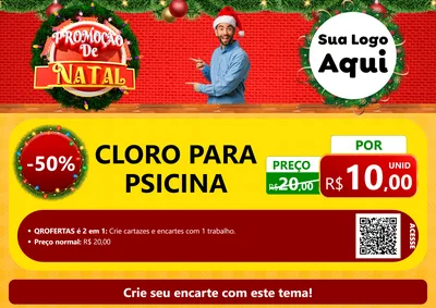 Modelo de Cartaz para Cartaz A4 Horizontal com o tema Promoção de Natal para Produtos para Piscina