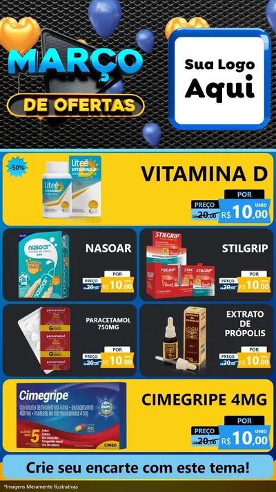 Modelo de TV para TV Vertical com o tema Março de Ofertas para Farmácia