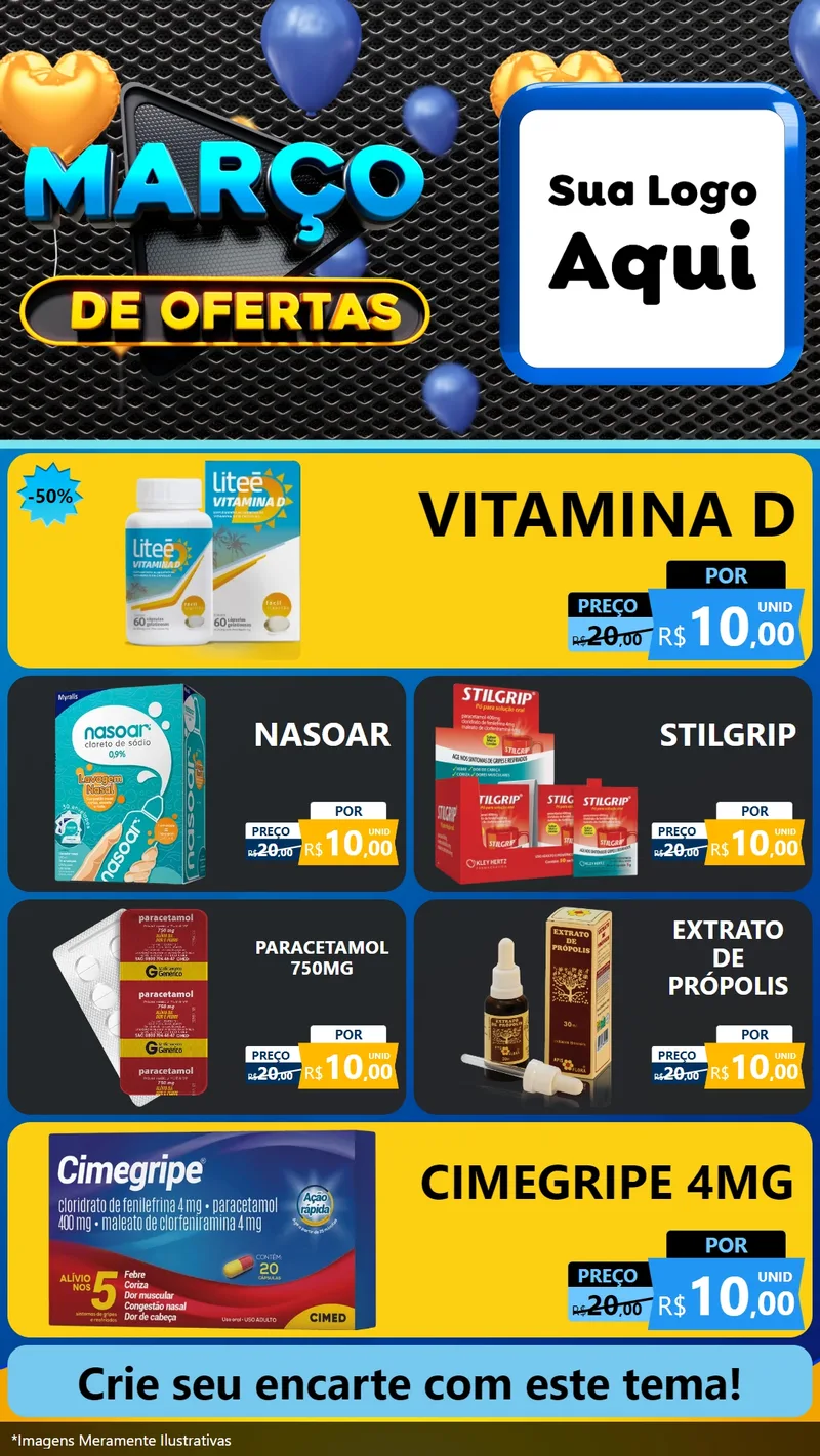 Modelo de TV para TV Vertical com o tema Março de Ofertas para Farmácia