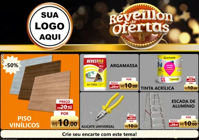 Modelo de Encarte para Encarte A4 Horizontal com o tema Réveillon de Ofertas para Material para Construção