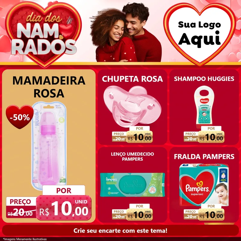 Modelo de Rede Social para Feed Facebook com o tema Dia dos Namorados para Bebês