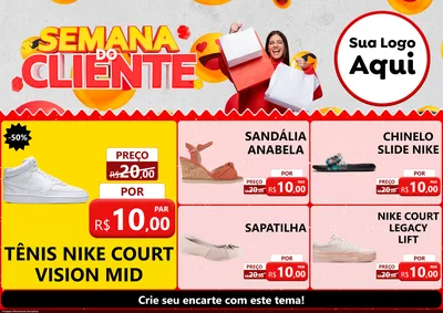Modelo de Encarte para Encarte A4 Horizontal com o tema Semana do Cliente para Calçados