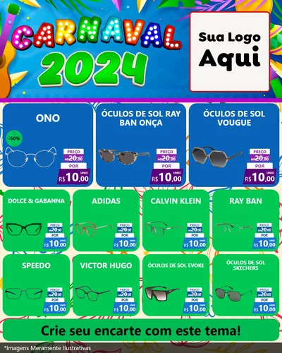Modelo de Rede Social para Feed Instagram com o tema Carnaval 2027 para Óticas