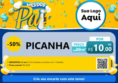 Modelo de Cartaz para Cartaz A4 Horizontal com o tema Mês dos Pais para Açougue