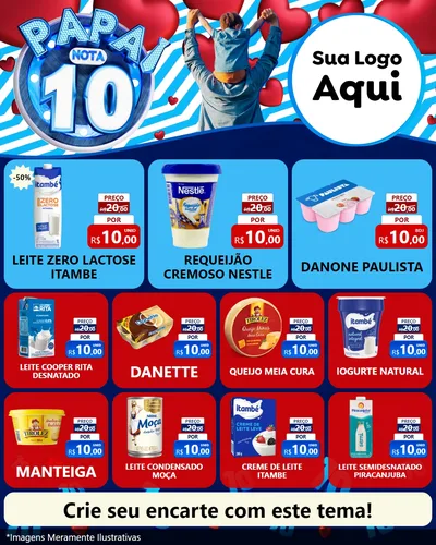Modelo de Rede Social para Feed Instagram com o tema Papai Nota 10 para Frios e Laticínios