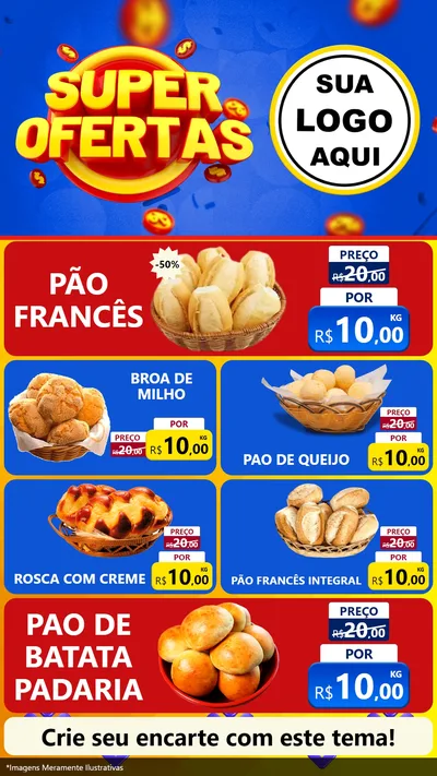 Modelo de TV para TV Vertical com o tema Super Ofertas para Padaria