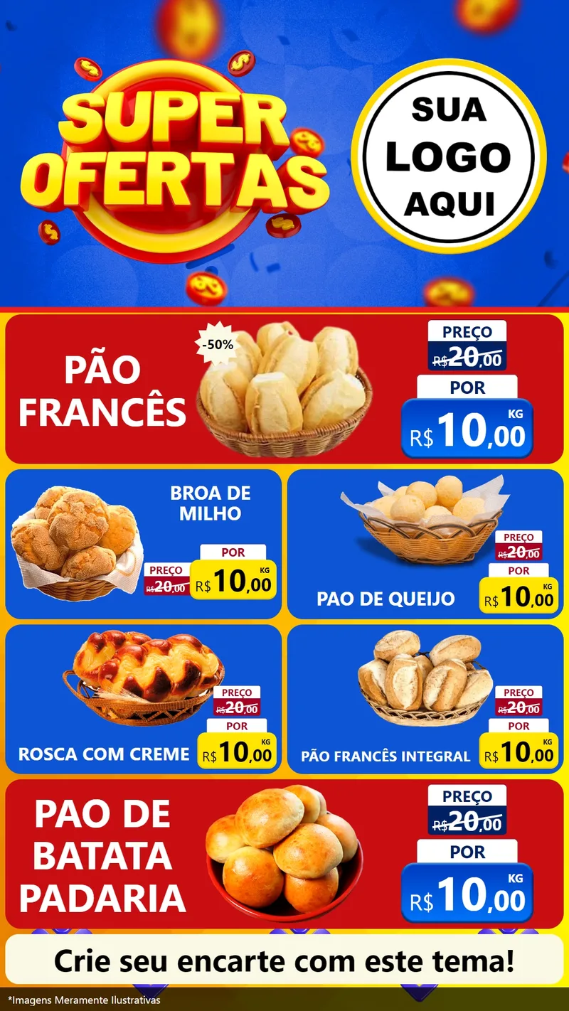 Modelo de TV para TV Vertical com o tema Super Ofertas para Padaria