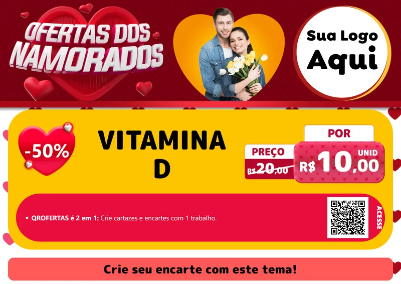 Modelo de Cartaz para Cartaz A4 Horizontal com o tema Ofertas Dos Namorados para Farmácia